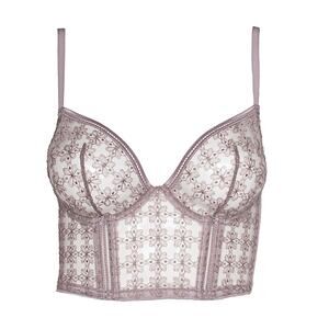 NWT Huit Women's Purple Eight Coffee Flower Caf Fleur Bustier Bra Size 36C